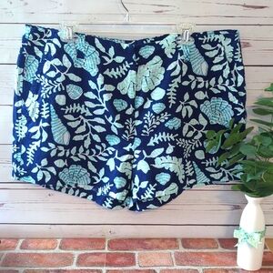 Vineyard Vines Mini Linen Short Navy Aqua Tropical Ocean Vacation Size 16 NWT